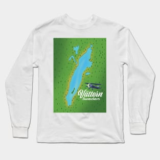 Vättern Sweden Lake map Long Sleeve T-Shirt